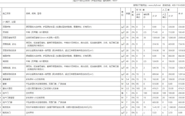 装修报价清单表